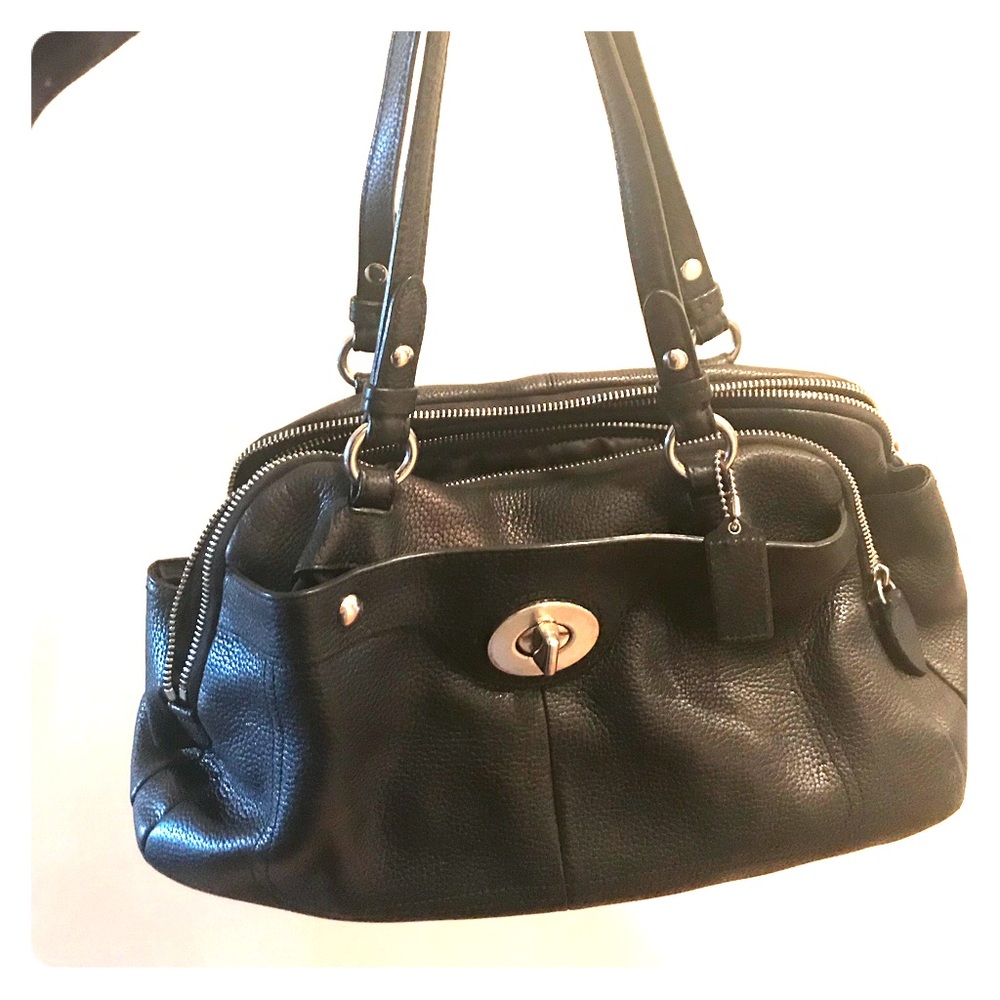 Beautiful black leather Coach bag!